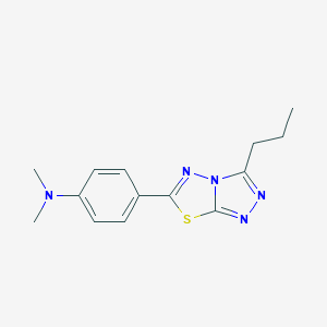 molecular formula C14H17N5S B483649 N,N-dimethyl-4-(3-propyl[1,2,4]triazolo[3,4-b][1,3,4]thiadiazol-6-yl)aniline CAS No. 903864-64-2