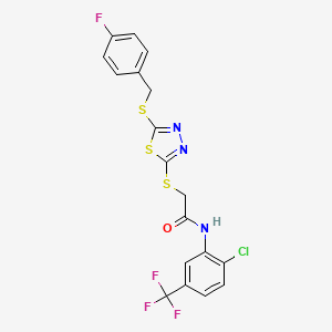 molecular formula C18H12ClF4N3OS3 B4836503 N-[2-chloro-5-(trifluoromethyl)phenyl]-2-({5-[(4-fluorobenzyl)sulfanyl]-1,3,4-thiadiazol-2-yl}sulfanyl)acetamide CAS No. 477333-35-0