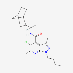 molecular formula C22H31ClN4O B4836644 N~4~-(1-BICYCLO[2.2.1]HEPT-2-YLETHYL)-1-BUTYL-5-CHLORO-3,6-DIMETHYL-1H-PYRAZOLO[3,4-B]PYRIDINE-4-CARBOXAMIDE 