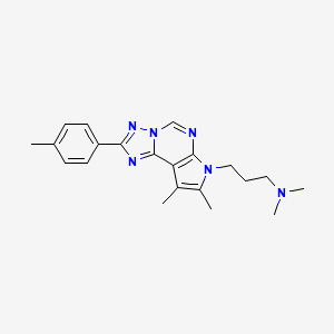 molecular formula C21H26N6 B4836710 N-{3-[8,9-DIMETHYL-2-(4-METHYLPHENYL)-7H-PYRROLO[3,2-E][1,2,4]TRIAZOLO[1,5-C]PYRIMIDIN-7-YL]PROPYL}-N,N-DIMETHYLAMINE 