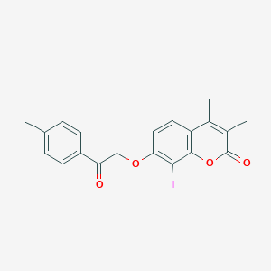 molecular formula C20H17IO4 B483724 8-iodo-3,4-dimethyl-7-[2-(4-methylphenyl)-2-oxoethoxy]-2H-chromen-2-one CAS No. 497863-75-9