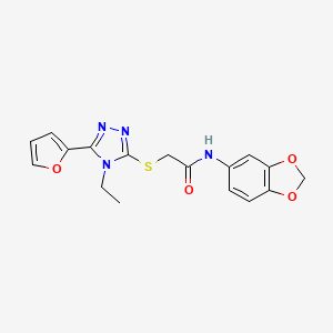 molecular formula C17H16N4O4S B4837240 N-(1,3-benzodioxol-5-yl)-2-[[4-ethyl-5-(furan-2-yl)-1,2,4-triazol-3-yl]sulfanyl]acetamide CAS No. 587005-13-8