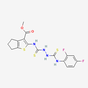 molecular formula C17H16F2N4O2S3 B4837384 methyl 2-{[(2-{[(2,4-difluorophenyl)amino]carbonothioyl}hydrazino)carbonothioyl]amino}-5,6-dihydro-4H-cyclopenta[b]thiophene-3-carboxylate 