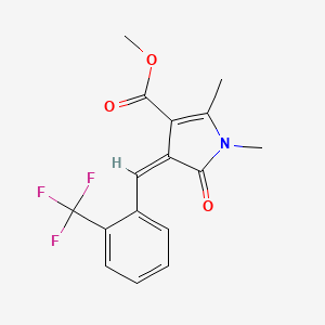 molecular formula C16H14F3NO3 B4837405 METHYL (4Z)-1,2-DIMETHYL-5-OXO-4-{[2-(TRIFLUOROMETHYL)PHENYL]METHYLIDENE}-4,5-DIHYDRO-1H-PYRROLE-3-CARBOXYLATE 