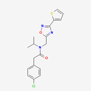 molecular formula C18H18ClN3O2S B4837409 2-(4-chlorophenyl)-N-propan-2-yl-N-[(3-thiophen-2-yl-1,2,4-oxadiazol-5-yl)methyl]acetamide 