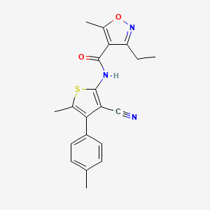 molecular formula C20H19N3O2S B4837538 N-[3-CYANO-5-METHYL-4-(4-METHYLPHENYL)THIOPHEN-2-YL]-3-ETHYL-5-METHYL-12-OXAZOLE-4-CARBOXAMIDE 