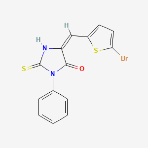 molecular formula C14H9BrN2OS2 B4837607 5-[(E)-1-(5-BROMO-2-THIENYL)METHYLIDENE]-3-PHENYL-2-THIOXOTETRAHYDRO-4H-IMIDAZOL-4-ONE 