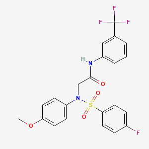 molecular formula C22H18F4N2O4S B4837636 N~2~-[(4-fluorophenyl)sulfonyl]-N~2~-(4-methoxyphenyl)-N-[3-(trifluoromethyl)phenyl]glycinamide 