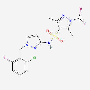 molecular formula C16H15ClF3N5O2S B4837678 N~4~-[1-(2-CHLORO-6-FLUOROBENZYL)-1H-PYRAZOL-3-YL]-1-(DIFLUOROMETHYL)-3,5-DIMETHYL-1H-PYRAZOLE-4-SULFONAMIDE 