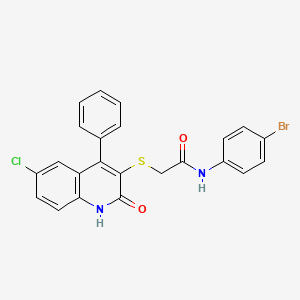 molecular formula C23H16BrClN2O2S B4837986 N-(4-bromophenyl)-2-[(6-chloro-2-hydroxy-4-phenylquinolin-3-yl)sulfanyl]acetamide 