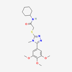 molecular formula C20H28N4O4S B4838147 N-cyclohexyl-2-{[4-methyl-5-(3,4,5-trimethoxyphenyl)-4H-1,2,4-triazol-3-yl]sulfanyl}acetamide 