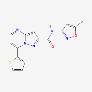 molecular formula C15H11N5O2S B4838181 N-(5-methyl-3-isoxazolyl)-7-(2-thienyl)pyrazolo[1,5-a]pyrimidine-2-carboxamide 