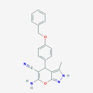 molecular formula C21H18N4O2 B483820 6-Amino-4-[4-(benzyloxy)phenyl]-3-methyl-1,4-dihydropyrano[2,3-c]pyrazole-5-carbonitrile CAS No. 315671-67-1