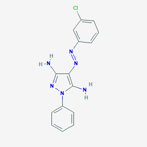 molecular formula C15H13ClN6 B483823 4-[(3-chlorophenyl)diazenyl]-1-phenyl-1H-pyrazole-3,5-diamine 