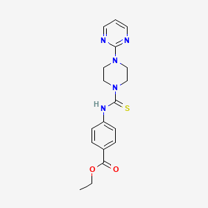 molecular formula C18H21N5O2S B4838423 Ethyl 4-{[(4-pyrimidin-2-ylpiperazinyl)thioxomethyl]amino}benzoate 