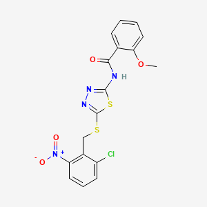 molecular formula C17H13ClN4O4S2 B4838535 N-{5-[(2-chloro-6-nitrobenzyl)sulfanyl]-1,3,4-thiadiazol-2-yl}-2-methoxybenzamide 