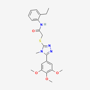 molecular formula C22H26N4O4S B4838677 N-(2-ethylphenyl)-2-{[4-methyl-5-(3,4,5-trimethoxyphenyl)-4H-1,2,4-triazol-3-yl]sulfanyl}acetamide 