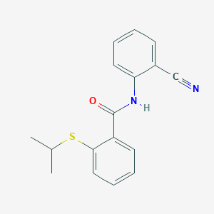 molecular formula C17H16N2OS B4838802 N-(2-cyanophenyl)-2-propan-2-ylsulfanylbenzamide 