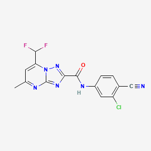 molecular formula C15H9ClF2N6O B4838849 N~2~-(3-CHLORO-4-CYANOPHENYL)-7-(DIFLUOROMETHYL)-5-METHYL[1,2,4]TRIAZOLO[1,5-A]PYRIMIDINE-2-CARBOXAMIDE 