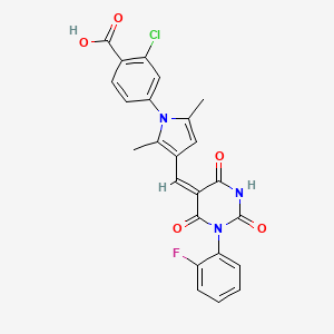 molecular formula C24H17ClFN3O5 B4838892 2-chloro-4-(3-{[1-(2-fluorophenyl)-2,4,6-trioxotetrahydro-5(2H)-pyrimidinylidene]methyl}-2,5-dimethyl-1H-pyrrol-1-yl)benzoic acid 