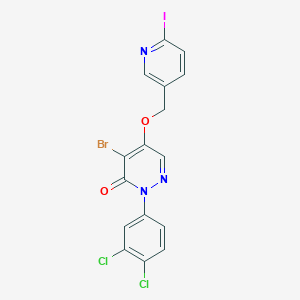 molecular formula C16H9BrCl2IN3O2 B048389 3(2H)-Pyridazinone, 4-bromo-2-(3,4-dichlorophenyl)-5-((6-iodo-3-pyridinyl)methoxy)- CAS No. 122322-26-3