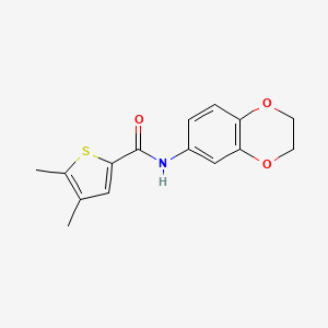 molecular formula C15H15NO3S B4838972 N~2~-(2,3-DIHYDRO-1,4-BENZODIOXIN-6-YL)-4,5-DIMETHYL-2-THIOPHENECARBOXAMIDE 
