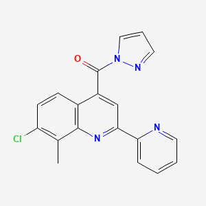 molecular formula C19H13ClN4O B4839088 [7-CHLORO-8-METHYL-2-(2-PYRIDYL)-4-QUINOLYL](1H-PYRAZOL-1-YL)METHANONE 