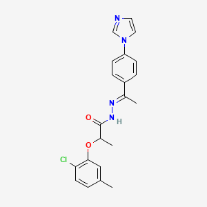 molecular formula C21H21ClN4O2 B4839208 2-(2-chloro-5-methylphenoxy)-N'-{(1E)-1-[4-(1H-imidazol-1-yl)phenyl]ethylidene}propanehydrazide 