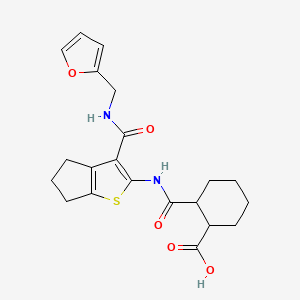 molecular formula C21H24N2O5S B4839294 2-({3-[(furan-2-ylmethyl)carbamoyl]-5,6-dihydro-4H-cyclopenta[b]thiophen-2-yl}carbamoyl)cyclohexanecarboxylic acid 