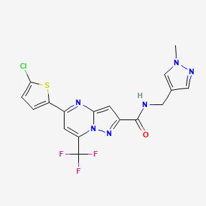 molecular formula C17H12ClF3N6OS B4839435 5-(5-CHLORO-2-THIENYL)-N~2~-[(1-METHYL-1H-PYRAZOL-4-YL)METHYL]-7-(TRIFLUOROMETHYL)PYRAZOLO[1,5-A]PYRIMIDINE-2-CARBOXAMIDE 
