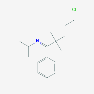 molecular formula C16H24ClN B048396 N-(5-Chloro-2,2-dimethyl-1-phenyl-pentylidene)isopropylamine CAS No. 123529-03-3