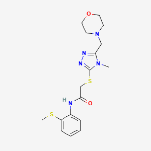 molecular formula C17H23N5O2S2 B4839731 2-{[4-methyl-5-(morpholin-4-ylmethyl)-4H-1,2,4-triazol-3-yl]sulfanyl}-N-[2-(methylsulfanyl)phenyl]acetamide 