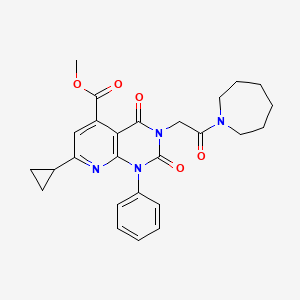 molecular formula C26H28N4O5 B4839868 METHYL 3-[2-(AZEPAN-1-YL)-2-OXOETHYL]-7-CYCLOPROPYL-2,4-DIOXO-1-PHENYL-1H,2H,3H,4H-PYRIDO[2,3-D]PYRIMIDINE-5-CARBOXYLATE 