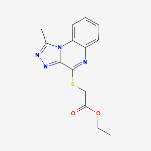 molecular formula C14H14N4O2S B4839950 ETHYL 2-({1-METHYL-[1,2,4]TRIAZOLO[4,3-A]QUINOXALIN-4-YL}SULFANYL)ACETATE 