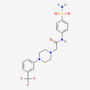 molecular formula C19H21F3N4O3S B4839993 N-(4-sulfamoylphenyl)-2-{4-[3-(trifluoromethyl)phenyl]piperazin-1-yl}acetamide 