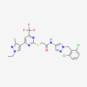 molecular formula C23H20Cl2F3N7OS B4840166 N~1~-[1-(2,6-DICHLOROBENZYL)-1H-PYRAZOL-4-YL]-2-{[4-(1-ETHYL-3-METHYL-1H-PYRAZOL-4-YL)-6-(TRIFLUOROMETHYL)-2-PYRIMIDINYL]SULFANYL}ACETAMIDE 