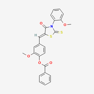 molecular formula C25H19NO5S2 B4840191 [2-methoxy-4-[(Z)-[3-(2-methoxyphenyl)-4-oxo-2-sulfanylidene-1,3-thiazolidin-5-ylidene]methyl]phenyl] benzoate 