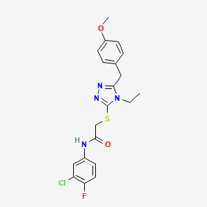 molecular formula C20H20ClFN4O2S B4840240 N-(3-chloro-4-fluorophenyl)-2-{[4-ethyl-5-(4-methoxybenzyl)-4H-1,2,4-triazol-3-yl]sulfanyl}acetamide CAS No. 702650-30-4