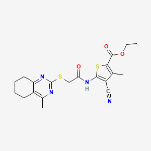 molecular formula C20H22N4O3S2 B4840272 Ethyl 4-cyano-3-methyl-5-[[2-[(4-methyl-5,6,7,8-tetrahydroquinazolin-2-yl)sulfanyl]acetyl]amino]thiophene-2-carboxylate 