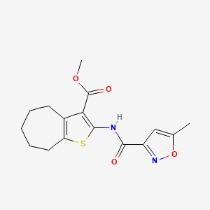 molecular formula C16H18N2O4S B4840372 methyl 2-(5-methylisoxazole-3-carboxamido)-5,6,7,8-tetrahydro-4H-cyclohepta[b]thiophene-3-carboxylate 