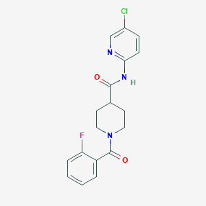 molecular formula C18H17ClFN3O2 B4840379 N-(5-chloropyridin-2-yl)-1-(2-fluorobenzoyl)piperidine-4-carboxamide 