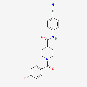 molecular formula C20H18FN3O2 B4840413 N-(4-cyanophenyl)-1-(4-fluorobenzoyl)piperidine-4-carboxamide 