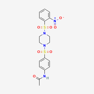 molecular formula C18H20N4O7S2 B4840552 N-(4-{[4-(2-NITROBENZENESULFONYL)PIPERAZIN-1-YL]SULFONYL}PHENYL)ACETAMIDE 