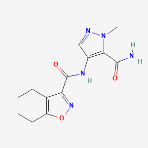 molecular formula C13H15N5O3 B4840744 N~3~-[5-(AMINOCARBONYL)-1-METHYL-1H-PYRAZOL-4-YL]-4,5,6,7-TETRAHYDRO-1,2-BENZISOXAZOLE-3-CARBOXAMIDE 