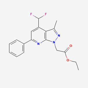 molecular formula C18H17F2N3O2 B4840886 ETHYL 2-[4-(DIFLUOROMETHYL)-3-METHYL-6-PHENYL-1H-PYRAZOLO[3,4-B]PYRIDIN-1-YL]ACETATE 