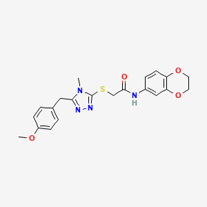 molecular formula C21H22N4O4S B4840887 N-(2,3-dihydro-1,4-benzodioxin-6-yl)-2-{[5-(4-methoxybenzyl)-4-methyl-4H-1,2,4-triazol-3-yl]sulfanyl}acetamide 