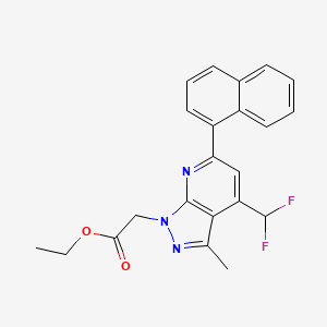 molecular formula C22H19F2N3O2 B4841019 ETHYL 2-[4-(DIFLUOROMETHYL)-3-METHYL-6-(1-NAPHTHYL)-1H-PYRAZOLO[3,4-B]PYRIDIN-1-YL]ACETATE 