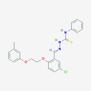molecular formula C23H22ClN3O2S B4841088 1-[[5-Chloro-2-[2-(3-methylphenoxy)ethoxy]phenyl]methylideneamino]-3-phenylthiourea 