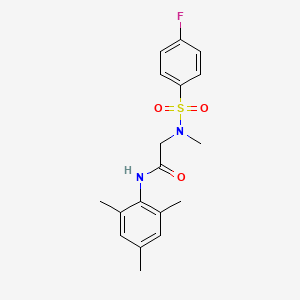 molecular formula C18H21FN2O3S B4841349 N~2~-[(4-fluorophenyl)sulfonyl]-N~2~-methyl-N-(2,4,6-trimethylphenyl)glycinamide 