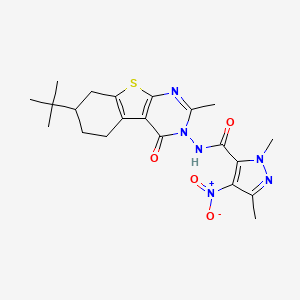molecular formula C21H26N6O4S B4841424 N-[7-(TERT-BUTYL)-2-METHYL-4-OXO-5,6,7,8-TETRAHYDRO[1]BENZOTHIENO[2,3-D]PYRIMIDIN-3(4H)-YL]-1,3-DIMETHYL-4-NITRO-1H-PYRAZOLE-5-CARBOXAMIDE 